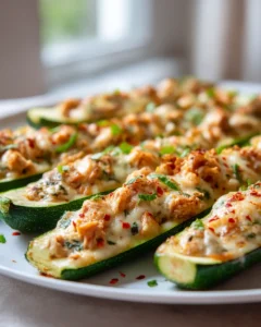 Chicken Mozzarella Stuffed Zucchini Boats