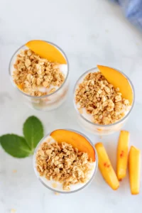 Fresh Peach Granola and Yogurt Parfait