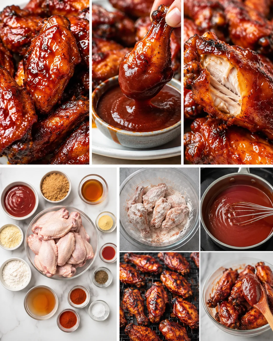 Delicious homemade sticky barbecue chicken wings with tangy sauce and crispy coating