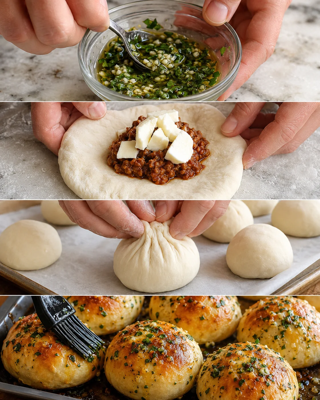 Delicious homemade chili pizza dough balls with gooey cheese and flavorful herbs