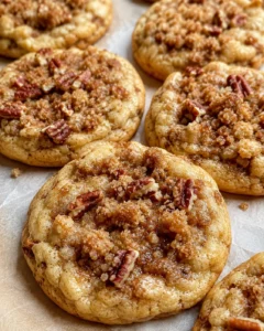 Delicious soft cookies topped with maple pecan crumble and cinnamon sugar swirl