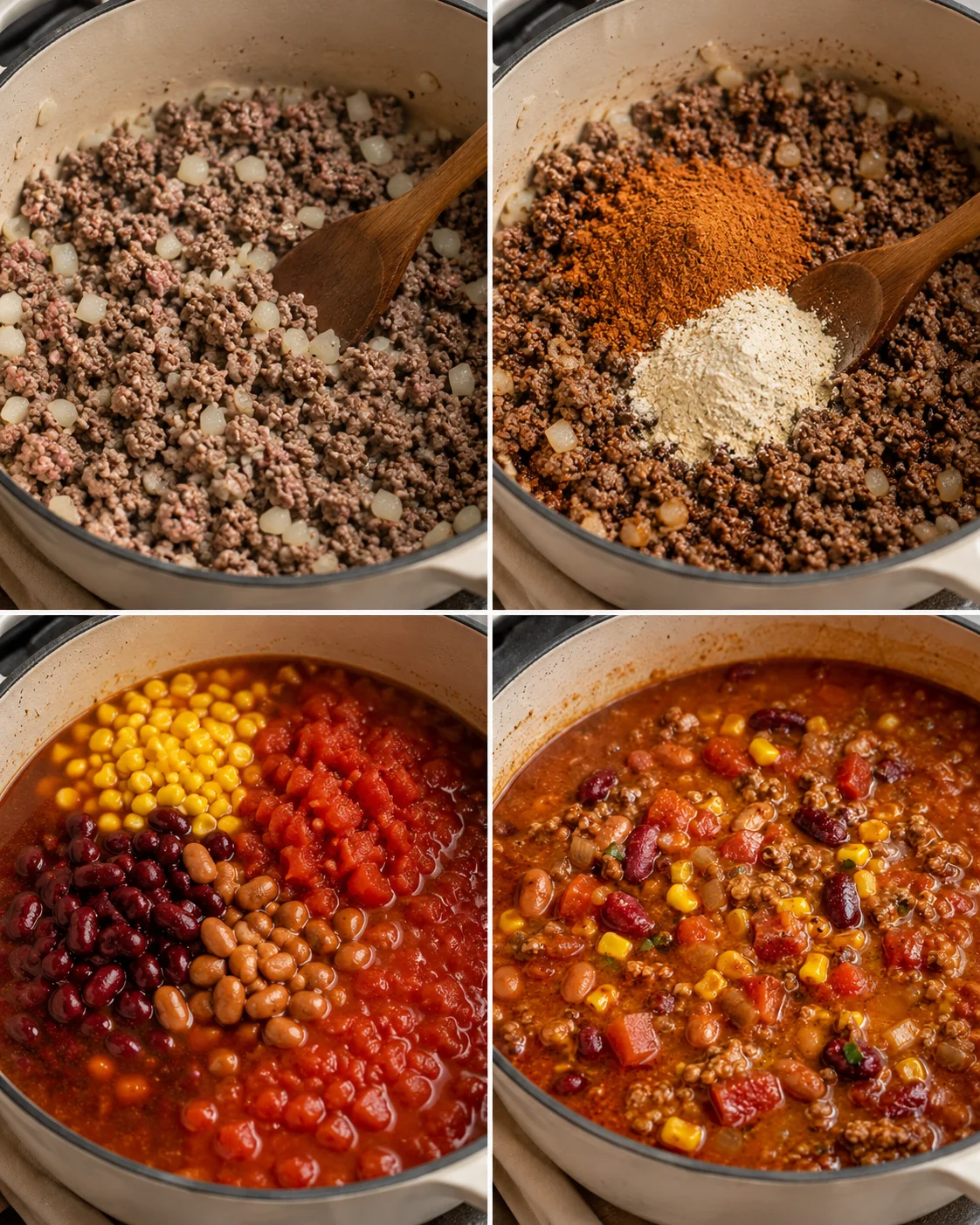 Delicious homemade taco soup with ground beef, beans, and fresh vegetables