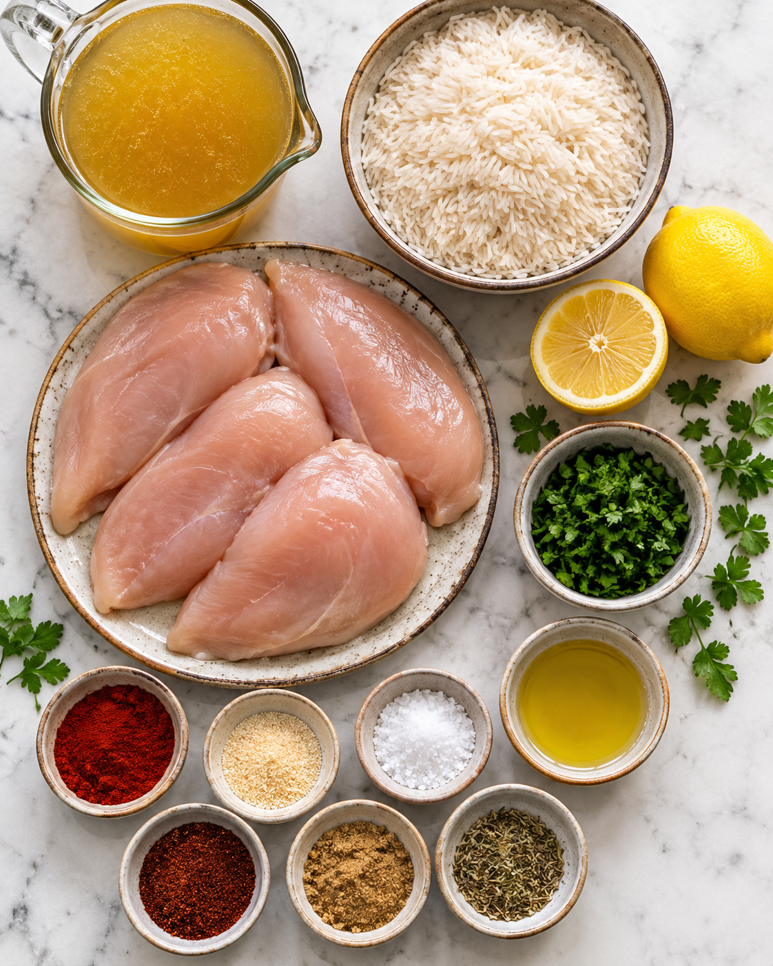 One Pan Spanish Chicken and Rice ingredients