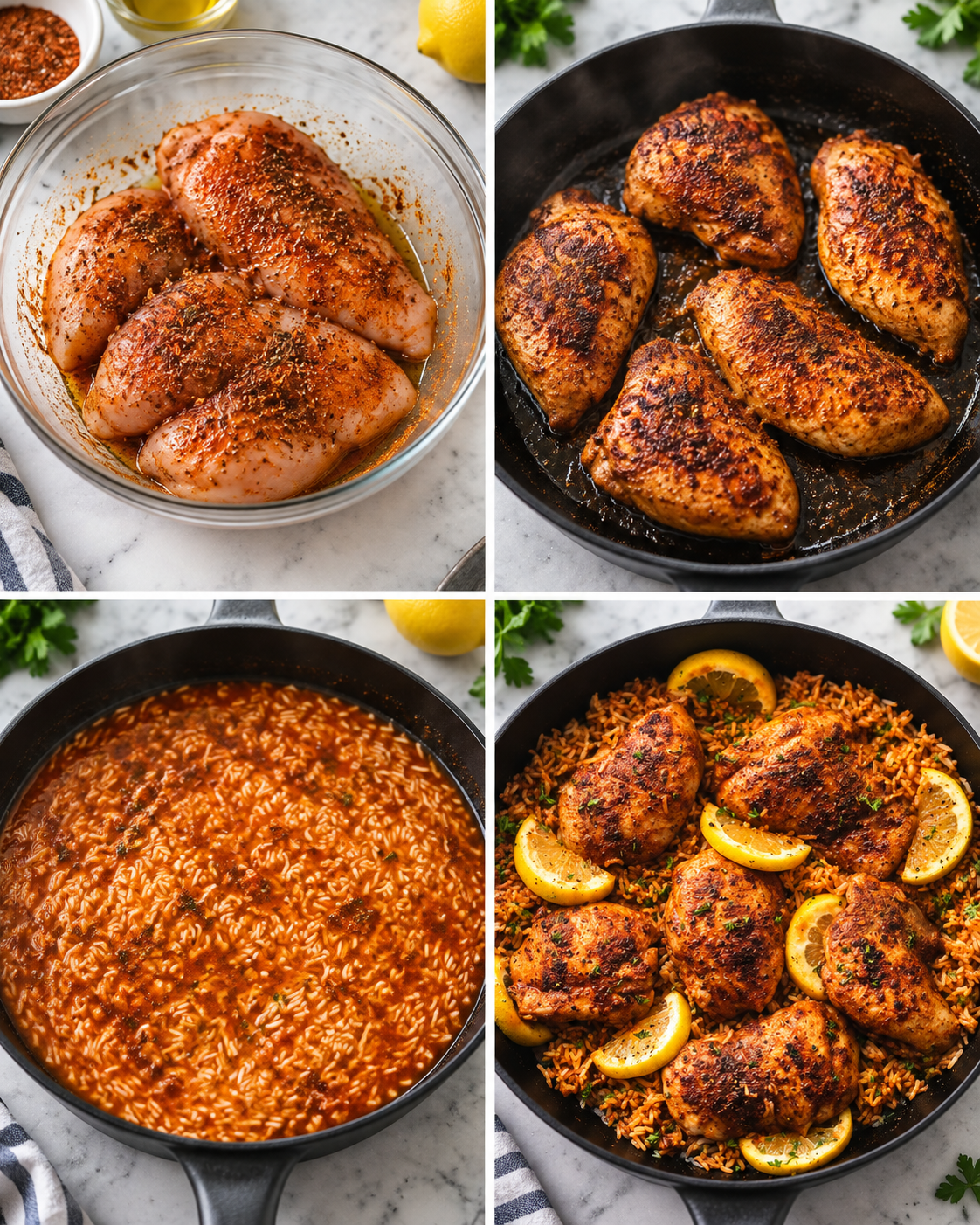 One Pan Spanish Chicken and Rice steps