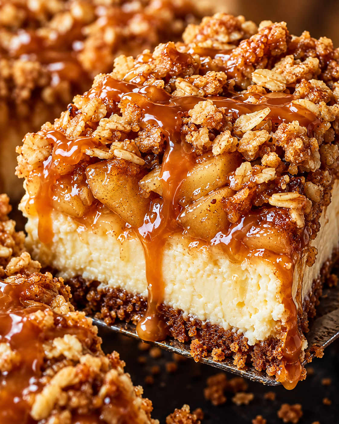 Apple Crumble Cheesecake texture