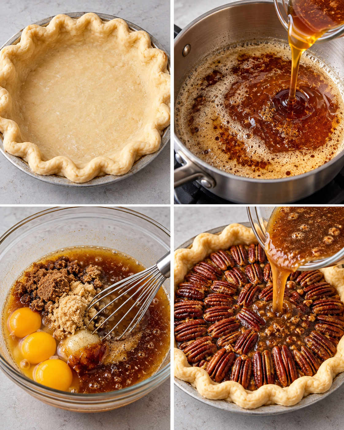Maple-Honey Pecan Pie with a Gooey Center steps