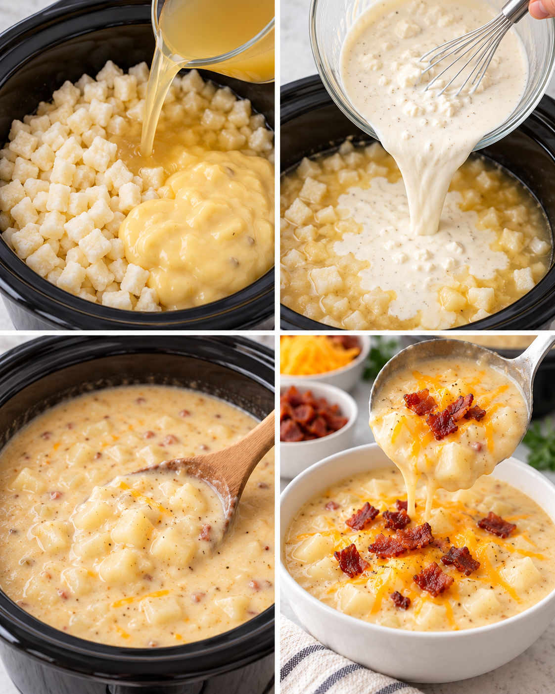 Easy Crock Pot Hash Brown Potato Soup steps