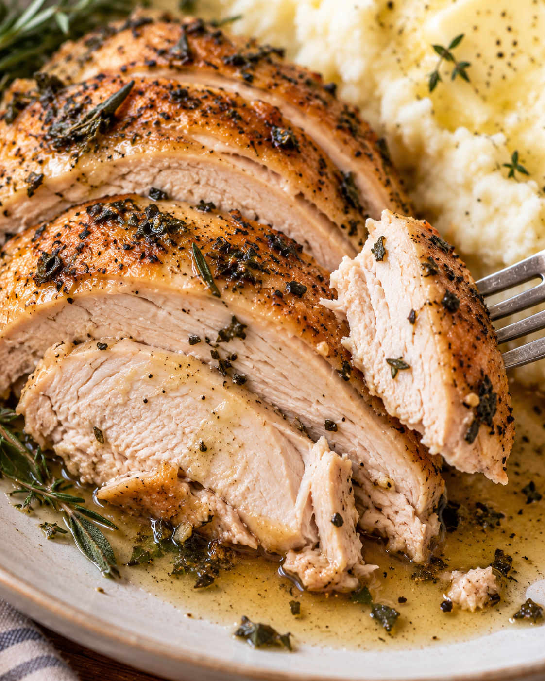 Easy Roasted Turkey Breast with Herb Butter texture