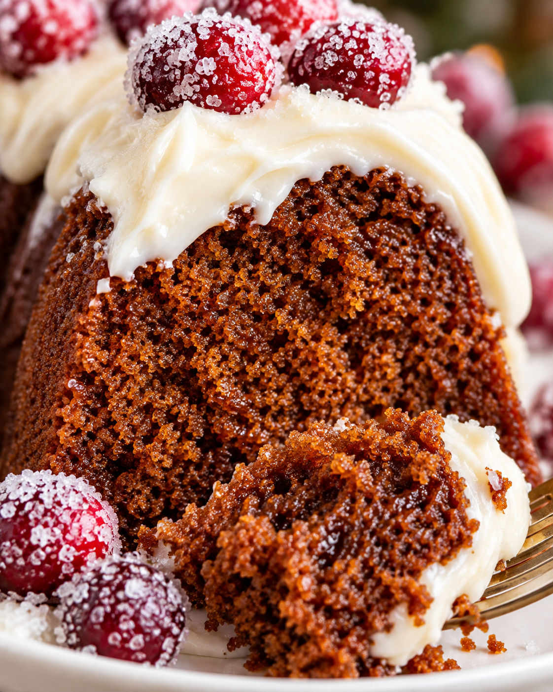 Gingerbread Bundt Cake with Cream Cheese Frosting texture