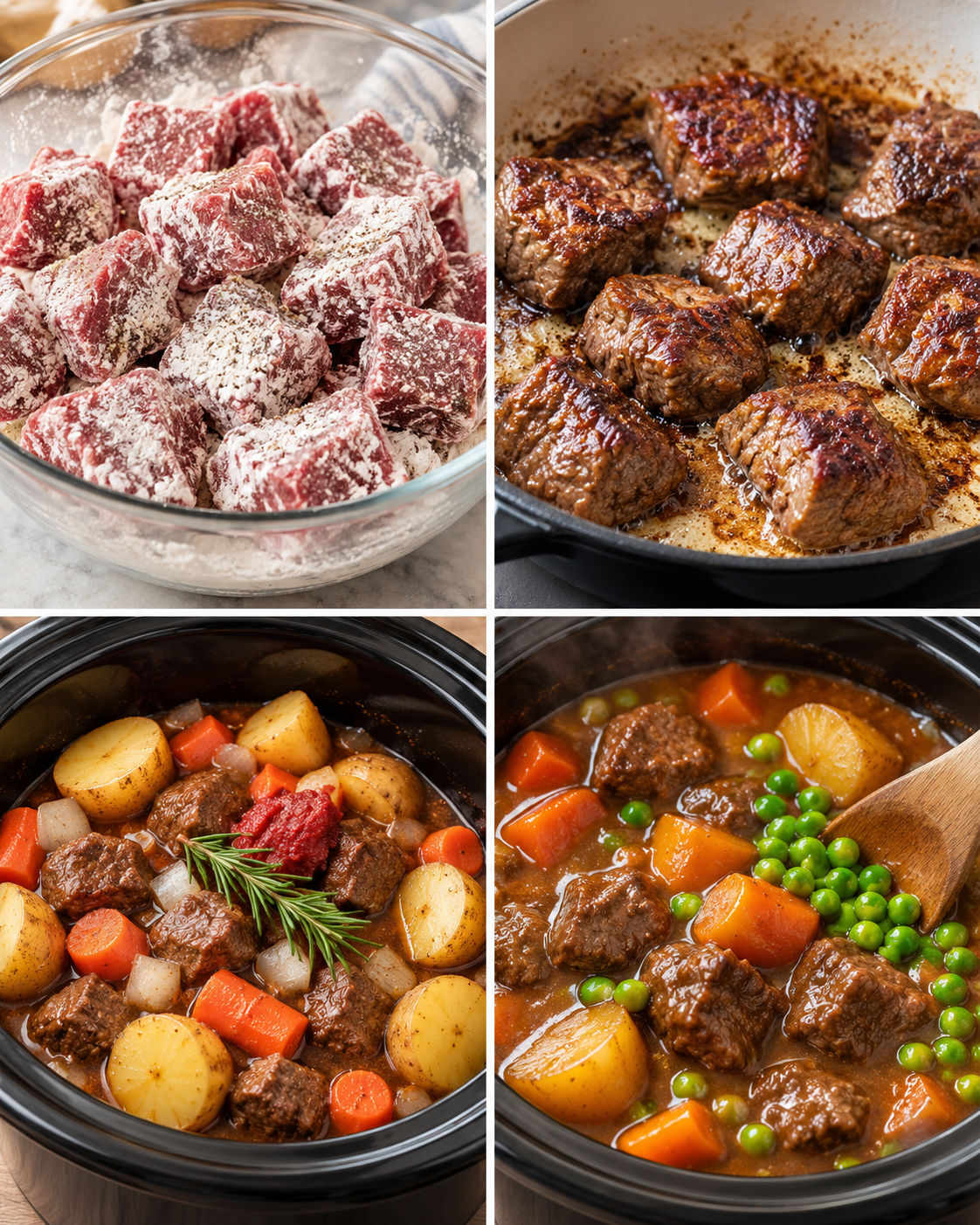 Slow Cooker Beef Stew with Potatoes, Carrots, and Peas ingredients