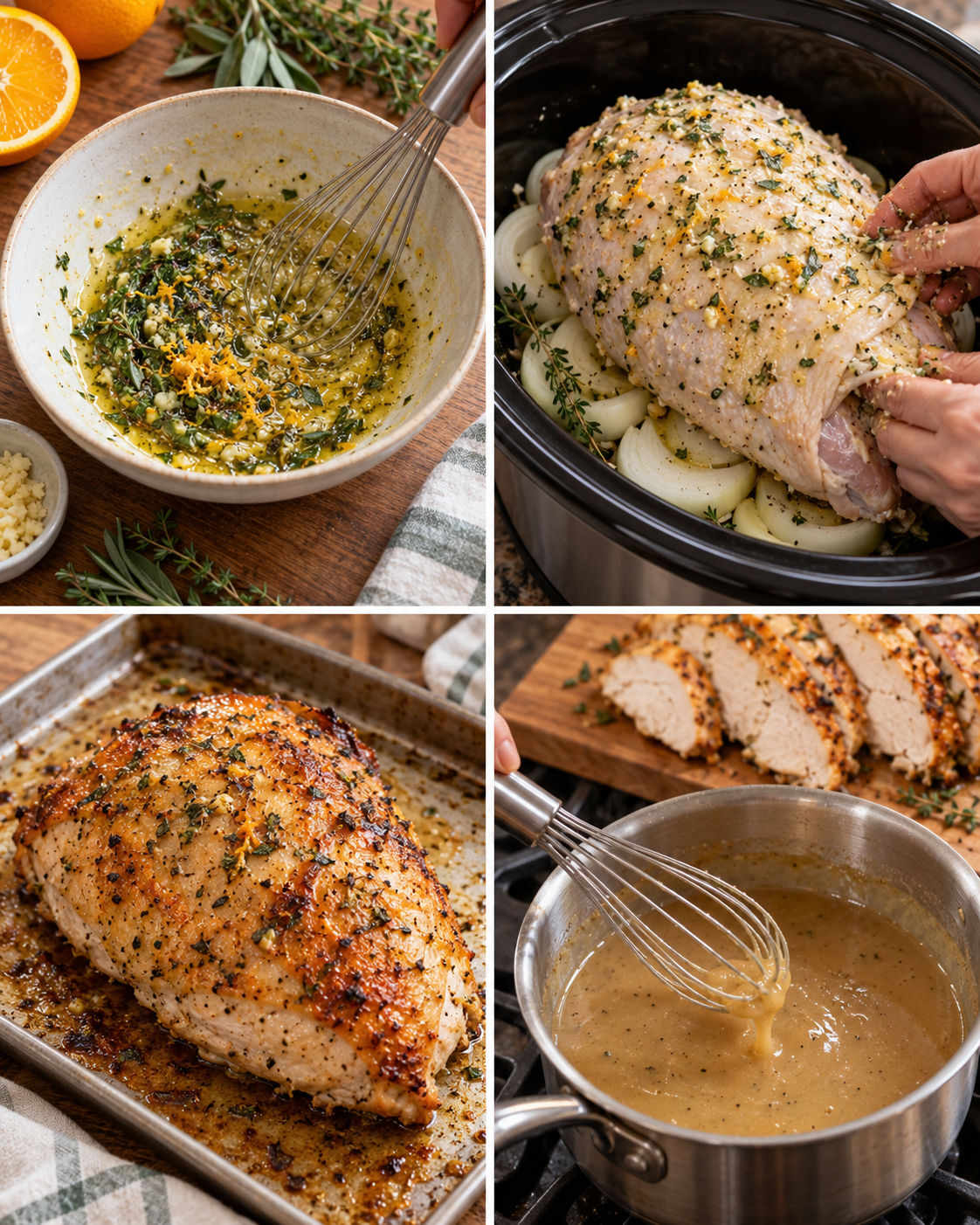 Slow Cooker Turkey Breast with Citrus Herb Butter and Gravy steps