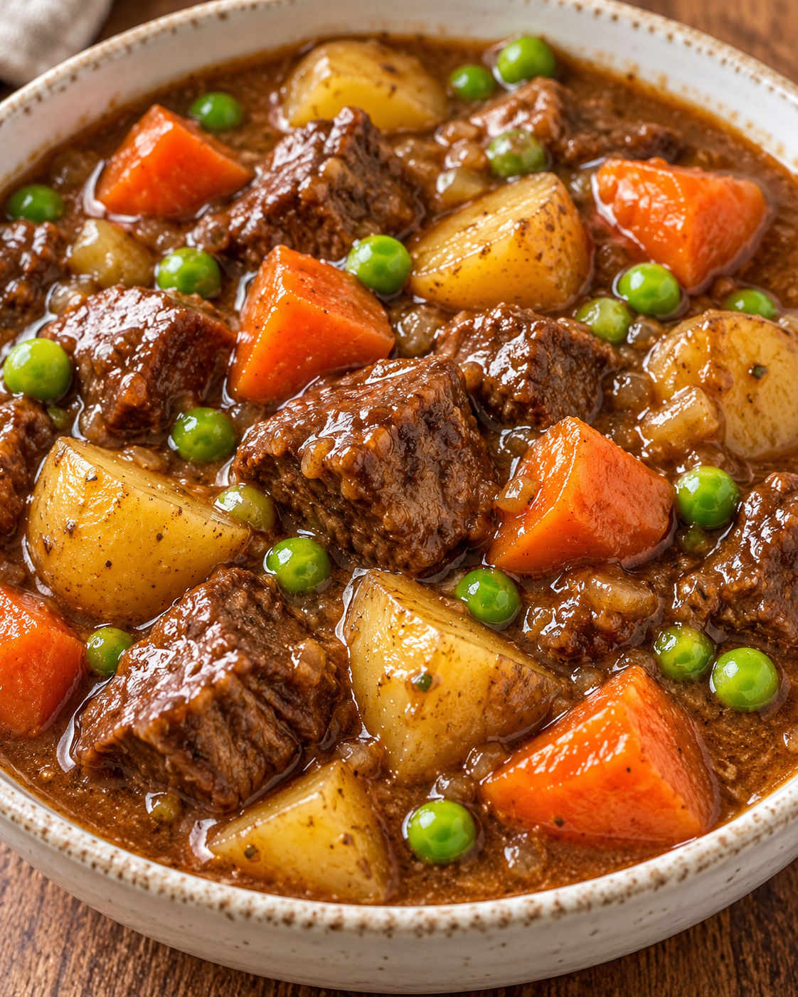 Slow Cooker Beef Stew with Potatoes, Carrots, and Peas steps