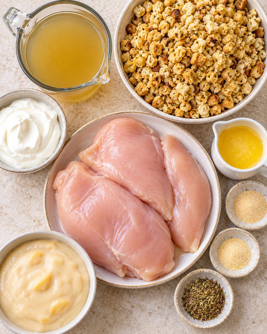 Easy Crockpot Chicken and Stuffing ingredients