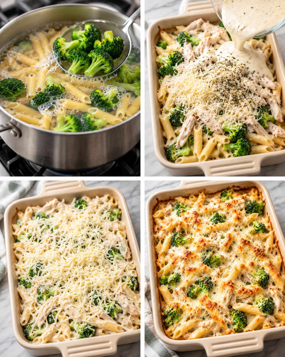 Chicken and Broccoli Alfredo Bake steps