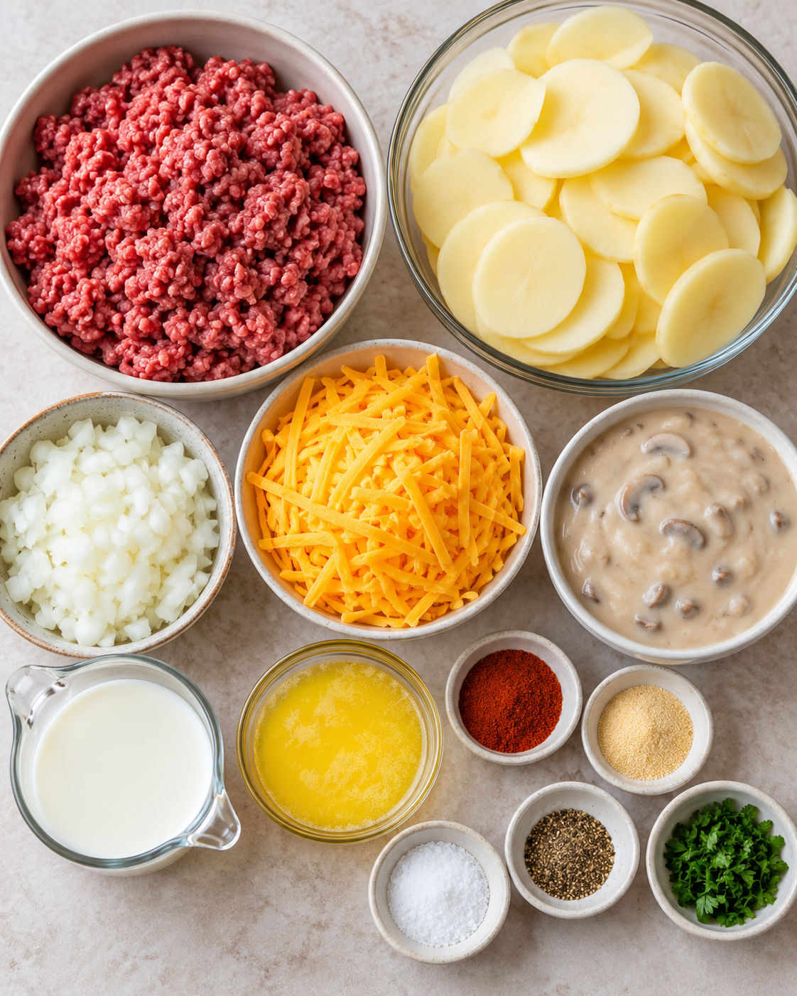 Hamburger Potato Casserole ingredients