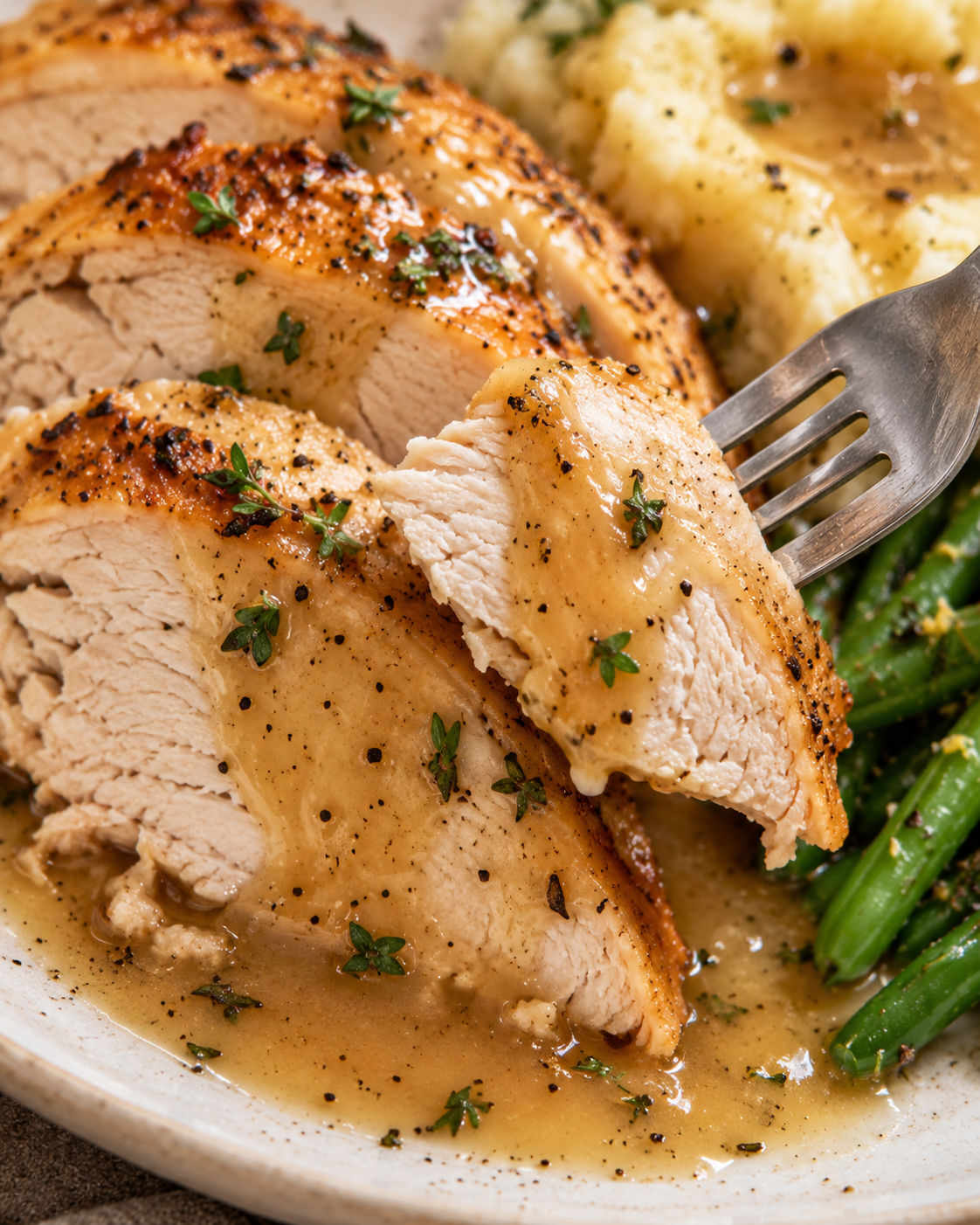 Slow Cooker Turkey Breast with Citrus Herb Butter and Gravy texture