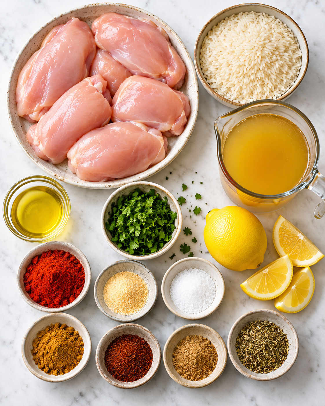 One-Pan Spanish Chicken and Rice ingredients