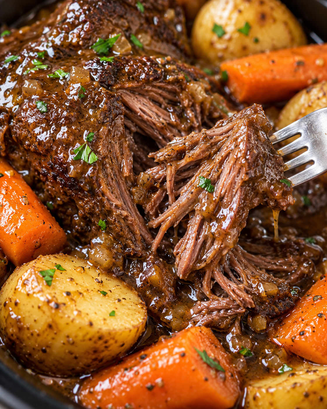 Crock Pot Roast with Potatoes, Carrots, and Gravy texture